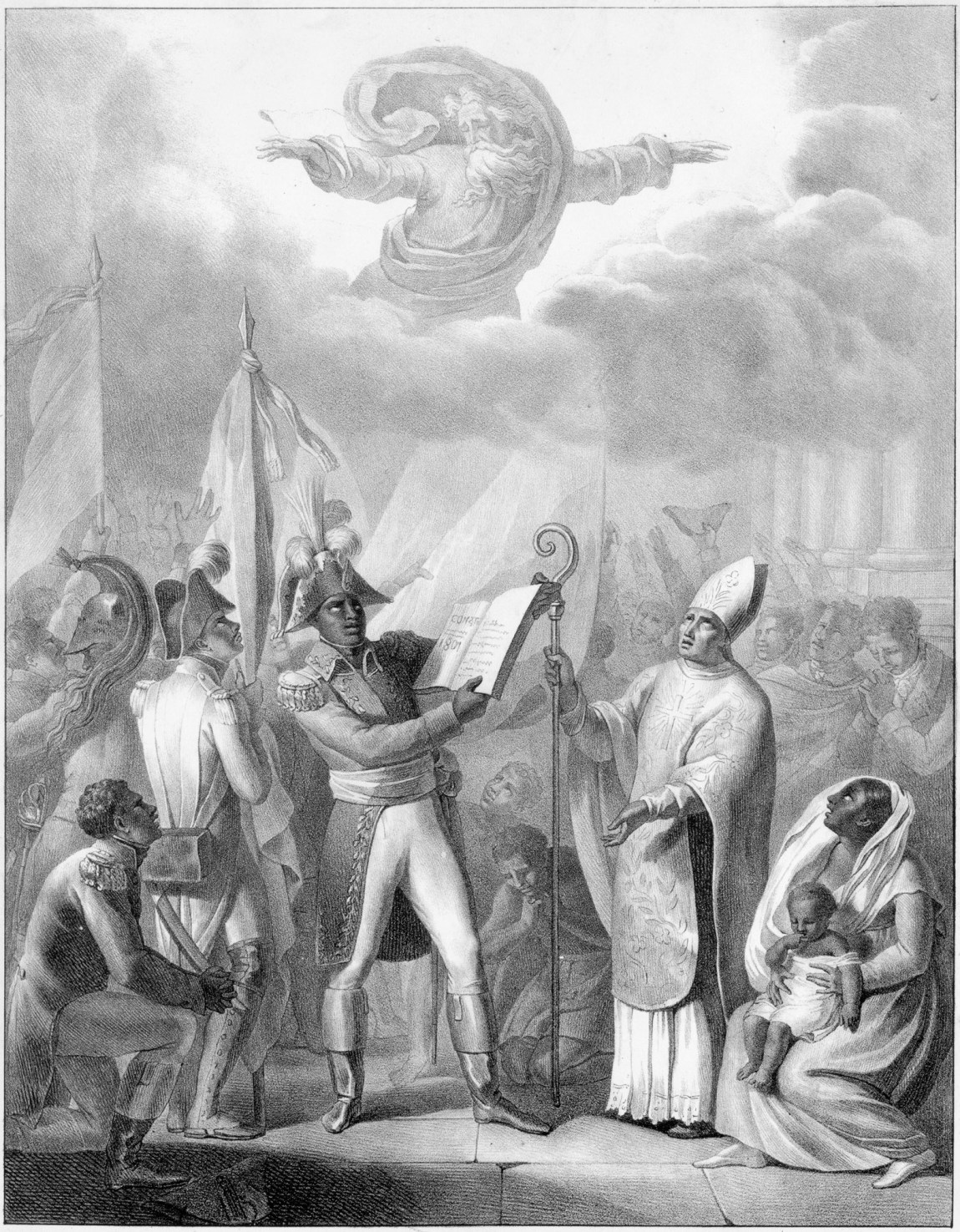 Lithograph of Toussaint Louverture proclaiming the Constitution of the Republic of Haiti